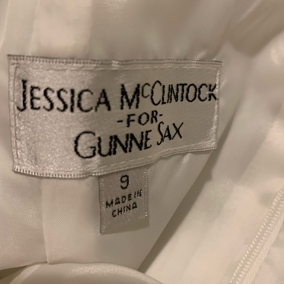 Vintage Jessica McClintock for Gunne Sax ruffle dress size 9 white black - Picture 14 of 15
